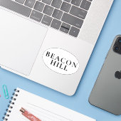 Beacon Hill Boston Preppy Oval Aufkleber (Laptop mit iPhone)