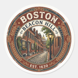 Beacon Hill Massachusetts Runder Aufkleber