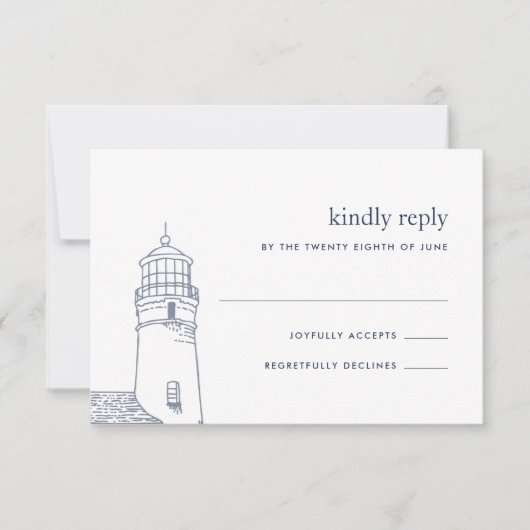 Beacon | Nautic Lighthouse RSVP Card (Vorderseite)