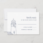 Beacon | Nautic Lighthouse RSVP Card Karte (Vorderseite)