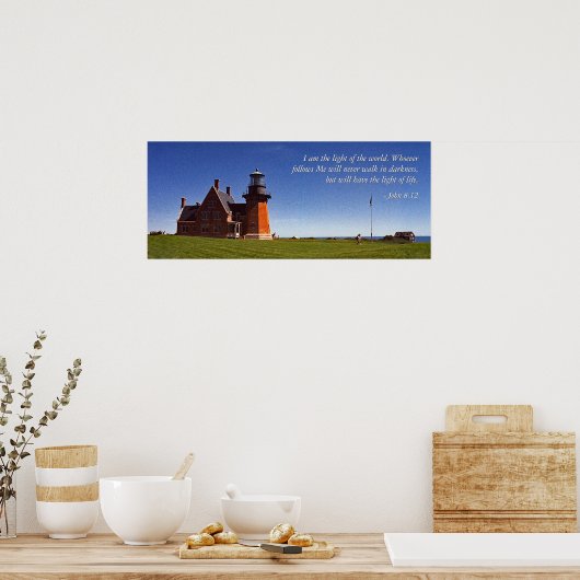 Beacon of Southeast Block Island ( With Words)) Poster (Küche)