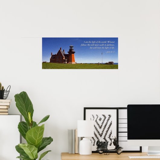 Beacon of Southeast Block Island ( With Words)) Poster (Heimbüro)