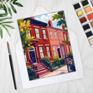 Beacon Street Boston Massachusetts Aquarellkarte