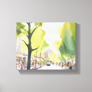 Beacon Street Sommer   Boston, MA Aquarell Leinwanddruck