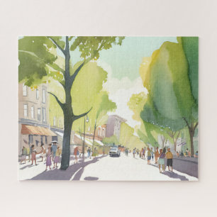 Beacon Street Sommer   Boston, MA Aquarell Puzzle