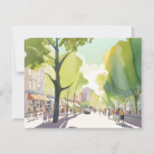 Beacon Street Summer | Boston, MA Wasserfarbkarte (Vorderseite)