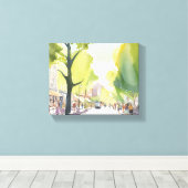 Beacon Street Summer | Boston, MA Watercolor Leinwanddruck (Insitu (Holzboden))