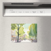 Beacon Street Summer | Boston, MA Watercolor Magnet (In Situ (Geschirrspüler))