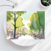 Beacon Street Summer | Boston, MA Watercolor Postkarte