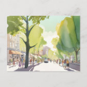 Beacon Street Summer | Boston, MA Watercolor Postkarte (Vorderseite)