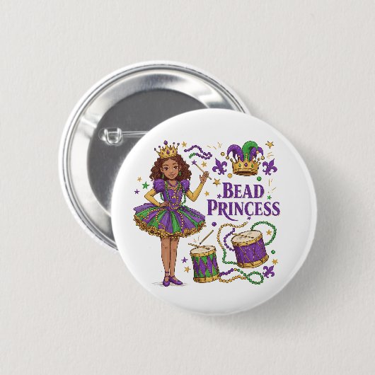 Bead Princess - Mardi Gras Button (Vorne & Hinten)