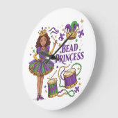 Bead Princess - Mardi Gras Große Wanduhr (Winkel)