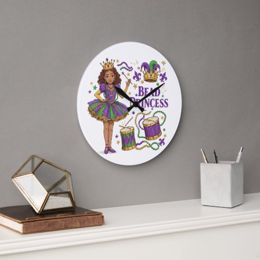 Bead Princess - Mardi Gras Große Wanduhr (Büro)