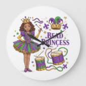 Bead Princess - Mardi Gras Große Wanduhr (Vorderseite)