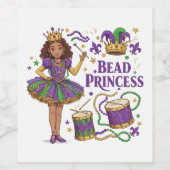 Bead Princess - Mardi Gras Weinetikett (Einzelnes Label)