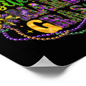 Bead Up B Tches - Mardi Gras Festival Moon and Sta Poster (Ecke)