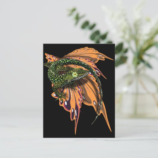 Beaded Anole Lizard Postkarte (Stehend Vorderseite)