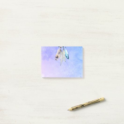 Beaded Feathers in Wasserfarben Post-it Klebezettel (Auf Schreibtisch)