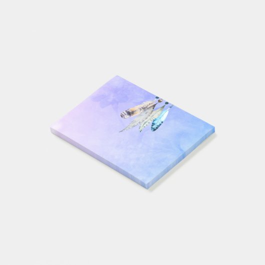 Beaded Feathers in Wasserfarben Post-it Klebezettel (angewinkelt)