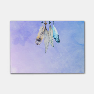 Beaded Feathers in Wasserfarben Post-it Klebezettel