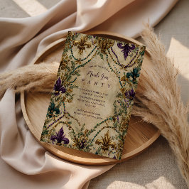 Beaded Fleur-de-Lis Mardi Gras Masquerade Einladung