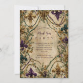 Beaded Fleur-de-Lis Mardi Gras Masquerade Einladung (Vorderseite)