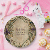 Beaded Fleur-de-Lis Mardi Gras Masquerade Pappteller (Party)