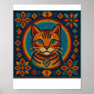 Beaded Kitten Look Design Poster