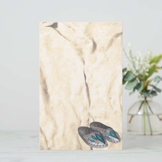 Beaded Moccasins Native American Stationery Briefpapier (Stehend Vorderseite)