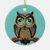 Beaded Owl 1920er Art Deco Style - eigener Text au Keramik Ornament (Vorne)