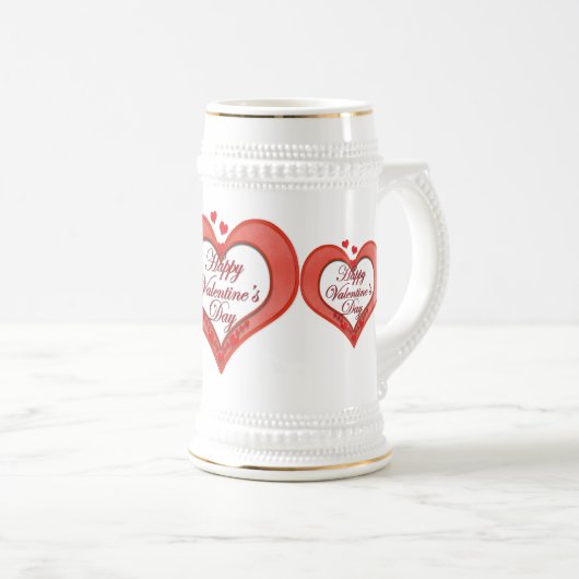 Beaded Red Heart Valentine Bierglas (VorderseiteRechts)
