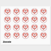 Beaded Red Heart Valentine Runder Aufkleber (Blatt)