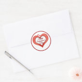 Beaded Red Heart Valentine Runder Aufkleber (Umschlag)