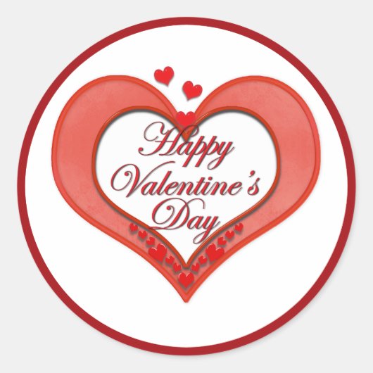 Beaded Red Heart Valentine Runder Aufkleber (Vorderseite)