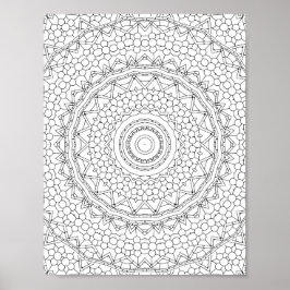 Beaded Star Geometry Coloring Page Pattern Design Poster