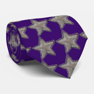 Beaded Star Print auf Lila Necktie Krawatte