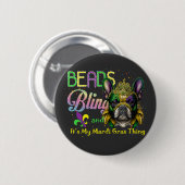 Beads Bling French Bulldog Mardi Gras Things Button (Vorne & Hinten)
