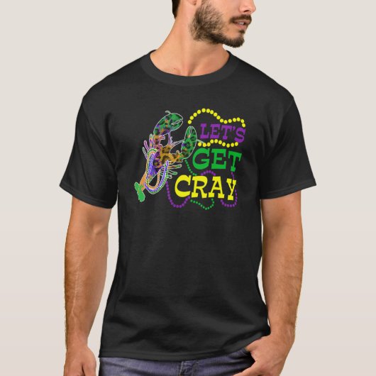 Beads Bling Let's Get Cray Dabbing Crawfish Mardi T-Shirt (Vorderseite)