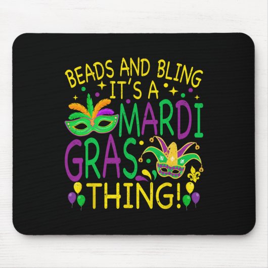 Beads Bling Mardi Gras Thing Carnival Party Männer Mousepad (Vorne)