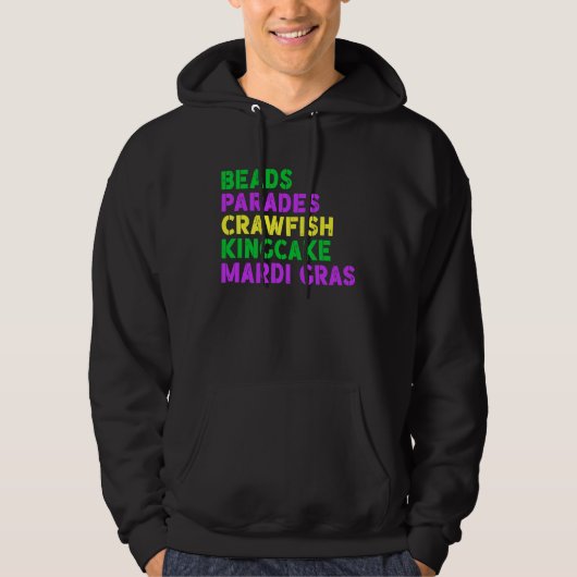 Beads Parades Crawfish Kingcake Mardi Gras Hoodie (Vorderseite)