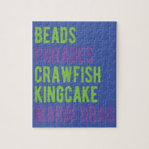 Beads Parades Crawfish Kingcake Mardi Gras Puzzle