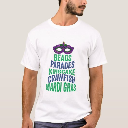 Beads Parades Kingcake Crawfish Mardi Gras T - Shi T-Shirt (Vorderseite)