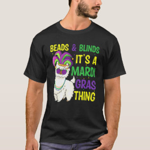 Beads und Masken Mardi Gras Llama Alpaca für Männe T-Shirt