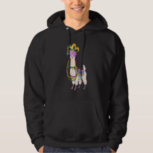 Beads und Masken Mardi Gras Llama für Männer Fraue Hoodie