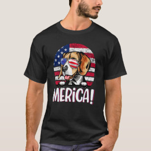 Beagle 4. Juli American Flag Hunde Männer Frauen W T-Shirt