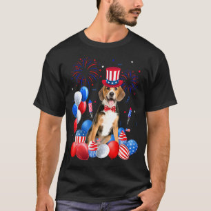 Beagle 4. Juli Balloons American Flag Hund T-Shirt