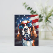 Beagle 4. Juli Unabhängigkeitstag Postkarte (Stehend Vorderseite)