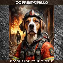 Beagle als Feuerwehrmann - Gewebepapier Seidenpapier
