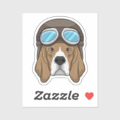 Beagle als Pilot mit Pilotin Aufkleber (Blatt)