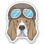 Beagle als Pilot mit Pilotin Aufkleber (Vorderseite)